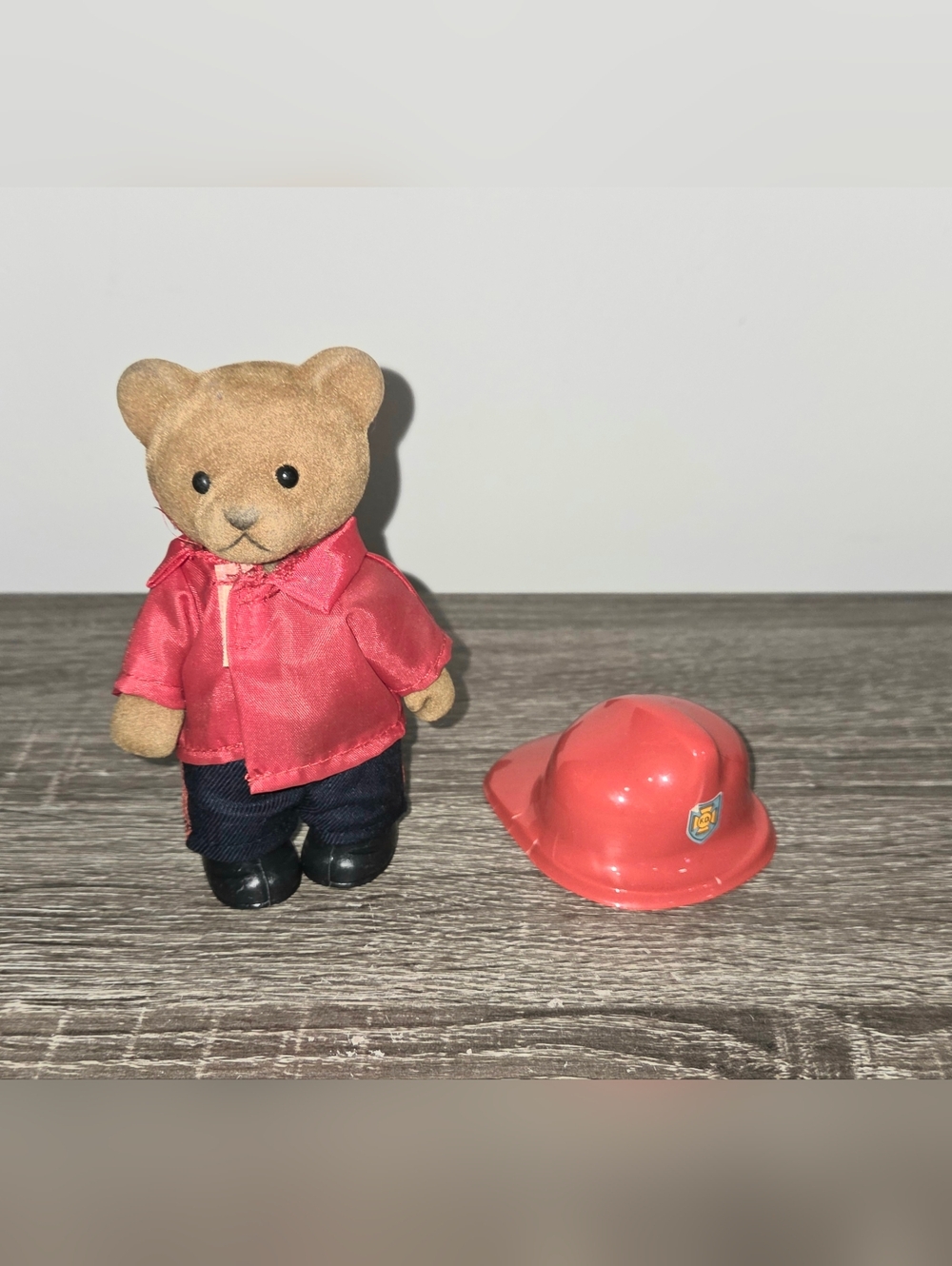 Vintage Playful Fuzzy Bears Fireman Bear Fully Jointed McCrory Corp INCOMPLETE.